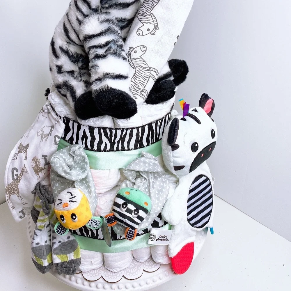 Zebra Diaper Cake, Safari Diaper Cake